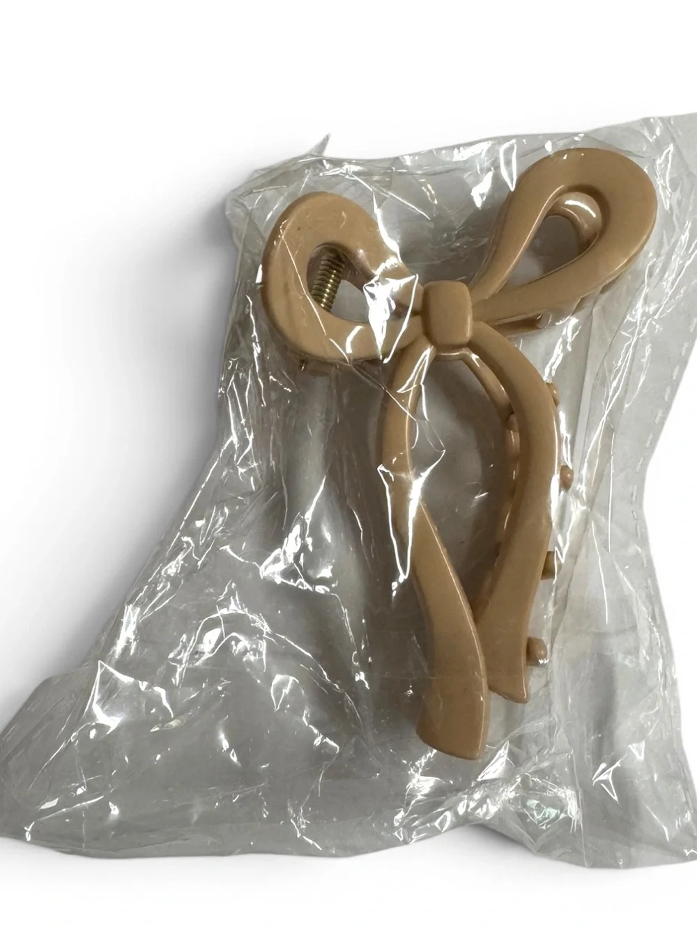 Large Beige Bow Hair Claw Clip Neutral Minimalist Hair Accessory NIP